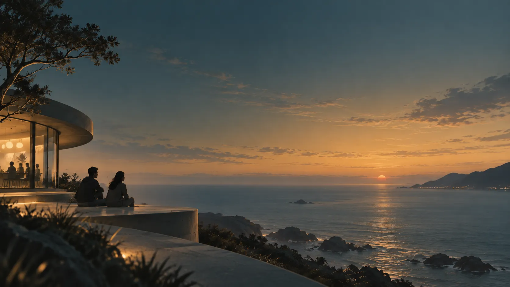 海岸步道在不同时段的生活场景